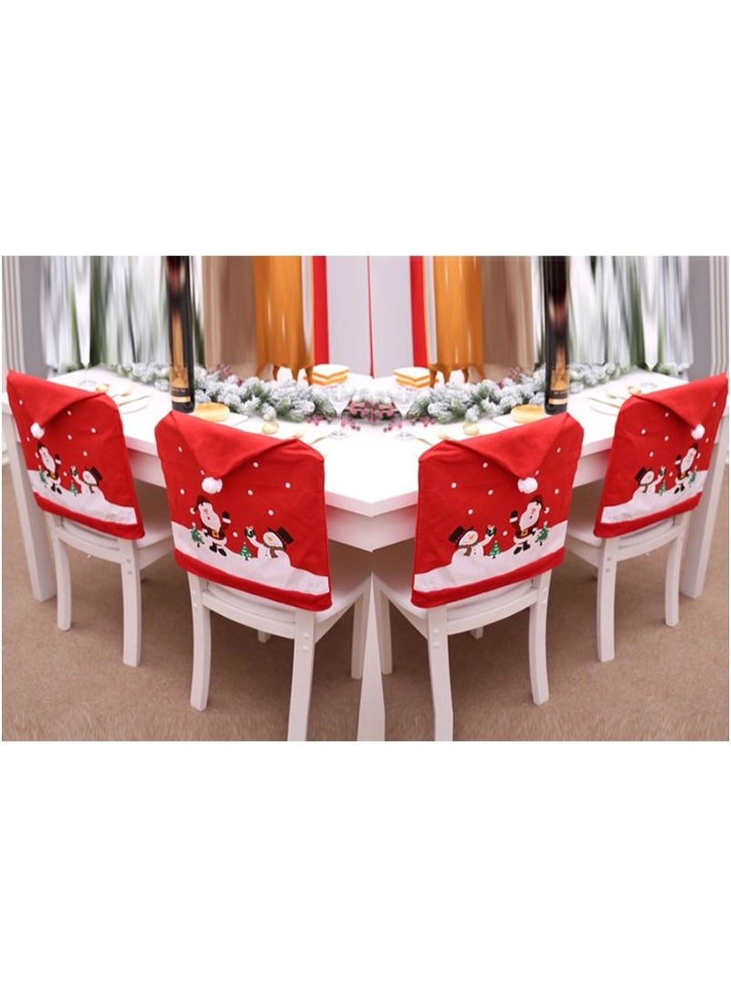 ACLIX Santa Claus Cap Chair Cover, 4 PCS Christmas Chair Covers Decor Non Woven Snowman Red Hat Chair Back Cover for Kitchen Dining Room Chairs Christmas Xmas Holiday Party Festive Decorations Gifts - Image 1