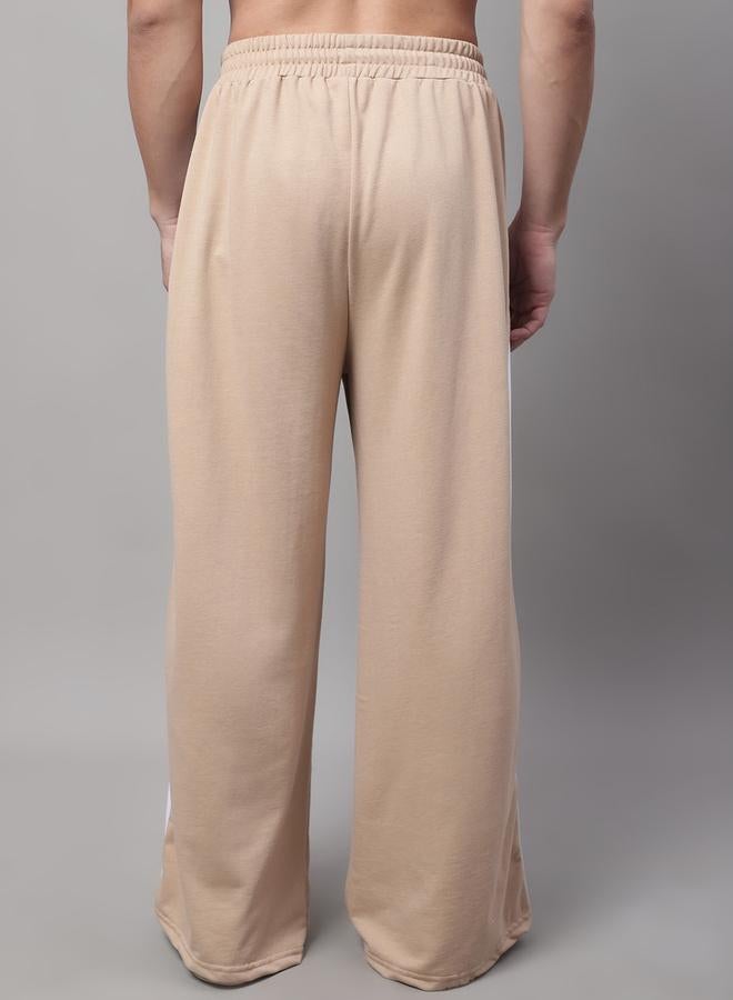 تايك تو بنطلون رياضي رجالي واسع الساق بخط جانبي بيج من دور - Image 2