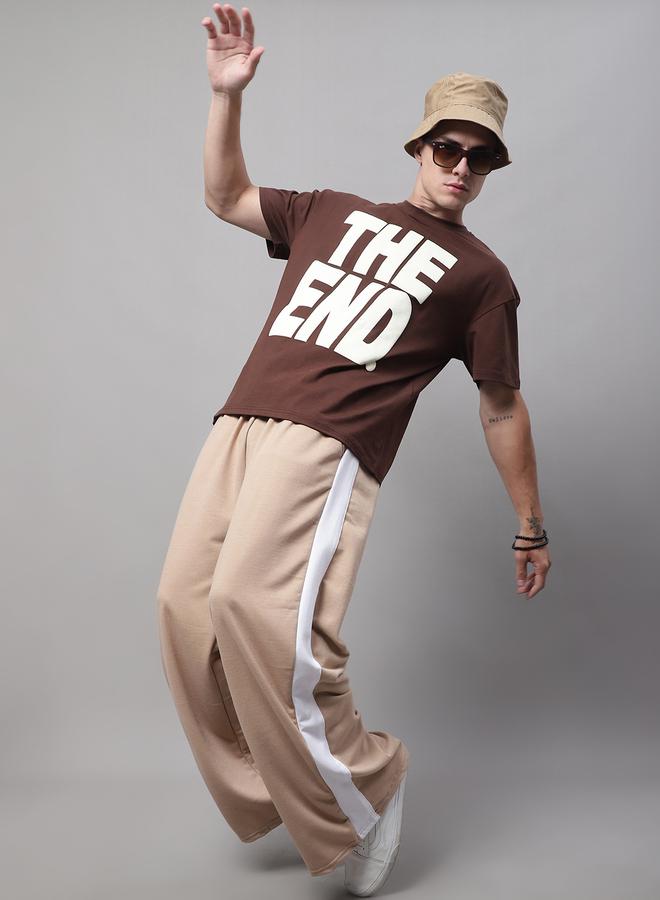 تايك تو بنطلون رياضي رجالي واسع الساق بخط جانبي بيج من دور - Image 5