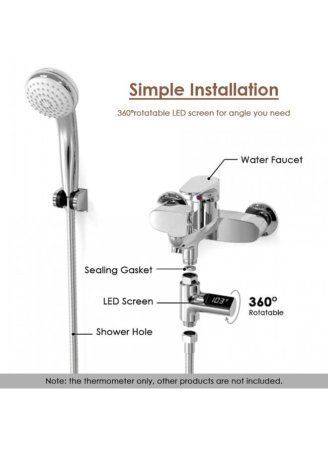 Generic - LED Digital 5~85°C Shower Thermometer Self-Generating Real-Time Water Flow Temperature Monitor Thermometer with 360° Rotating Screen for Kids Elderly Pets - Image 1