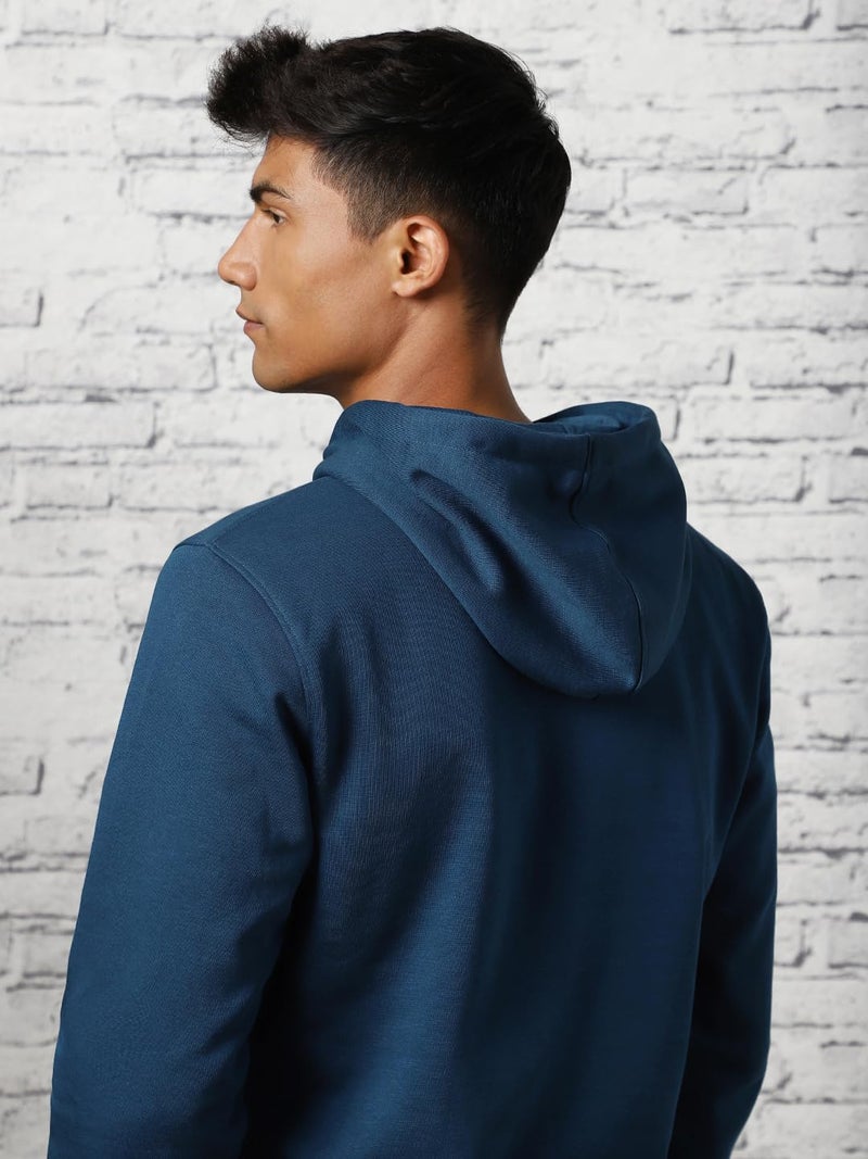 NOBERO Men's Cotton Blend Hooded Neck Regular Fit Sweatshirt (1M-TWHO-C0218_Navy Blue_Small) - Image 3
