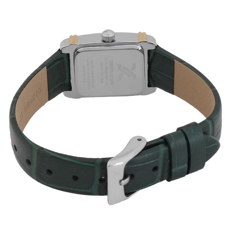 دانيل كلاين ساعة نسائية سوار جلد | هيكل من سبيكة فضي ذهبي | تناظري | قرص أخضر مربع منقوش | كوارتز ياباني | فاخر | مقاومة للماء حتى عمق 30 مترًا - Image 4