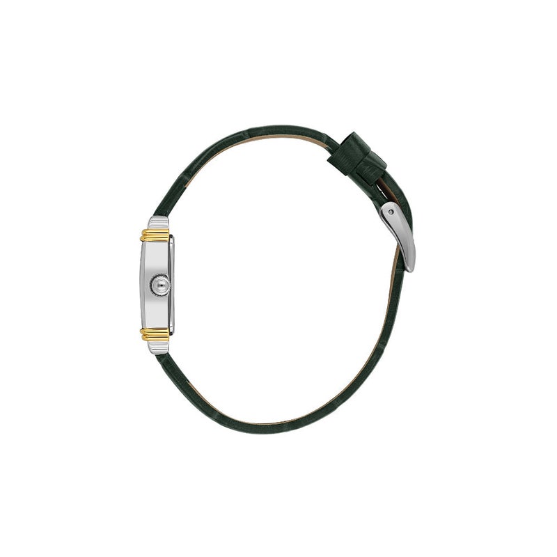 دانيل كلاين ساعة نسائية سوار جلد | هيكل من سبيكة فضي ذهبي | تناظري | قرص أخضر مربع منقوش | كوارتز ياباني | فاخر | مقاومة للماء حتى عمق 30 مترًا - Image 2