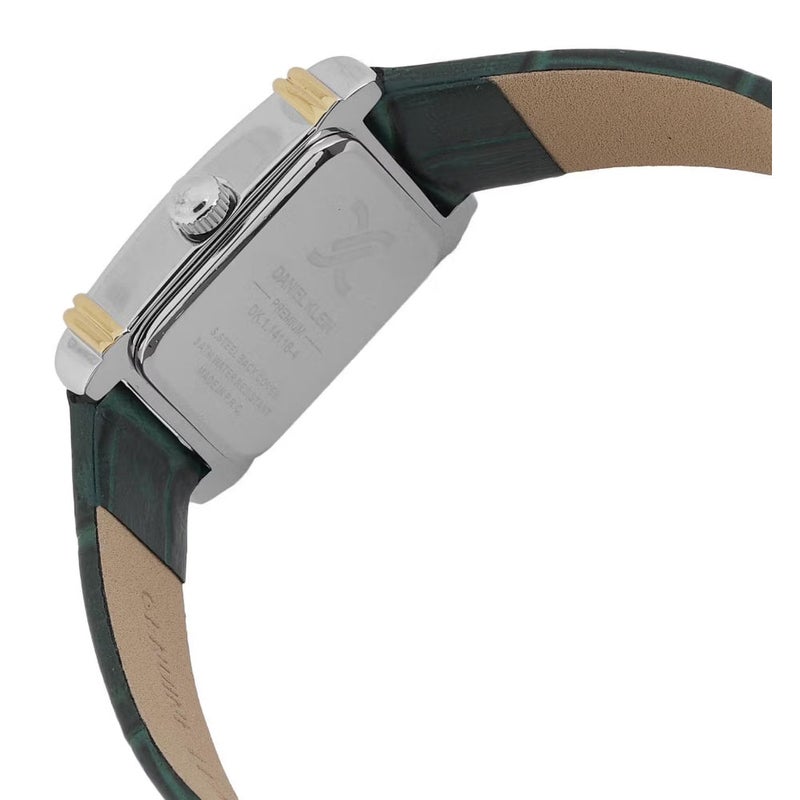 دانيل كلاين ساعة نسائية سوار جلد | هيكل من سبيكة فضي ذهبي | تناظري | قرص أخضر مربع منقوش | كوارتز ياباني | فاخر | مقاومة للماء حتى عمق 30 مترًا - Image 3