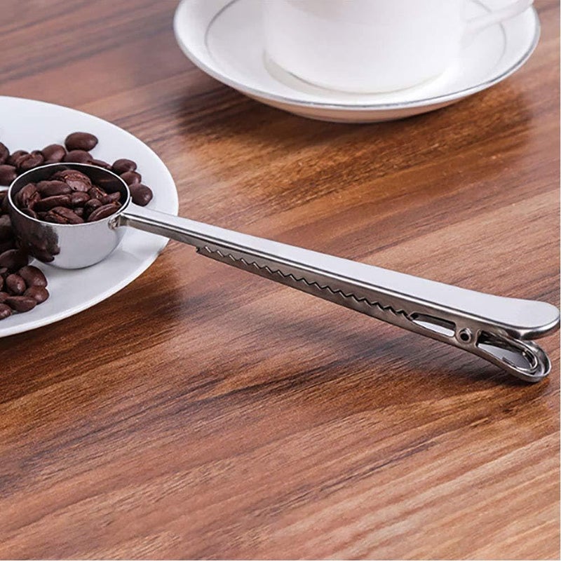 7 inch Coffee Scoop with Bag Clip,Stainless Steel Coffee Scoop with Bag Clip Accessory, for Scooping Ground Coffee Beans and Milk Powder,Silver - Image 2