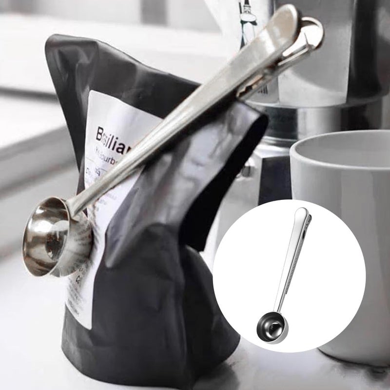 7 inch Coffee Scoop with Bag Clip,Stainless Steel Coffee Scoop with Bag Clip Accessory, for Scooping Ground Coffee Beans and Milk Powder,Silver - Image 4