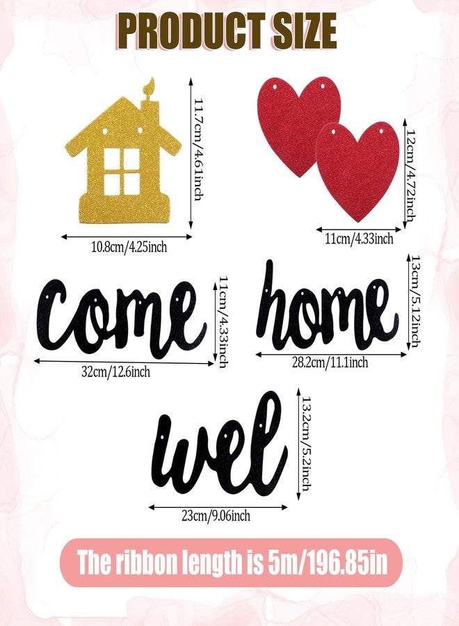 براساكو لافتة ترحيب بالمنزل، زينة ترحيب بالمنزل، لافتة سوداء لامعة لحفلات الانتقال إلى منزل جديد، زينة حفلات العودة إلى الوطن - Image 2