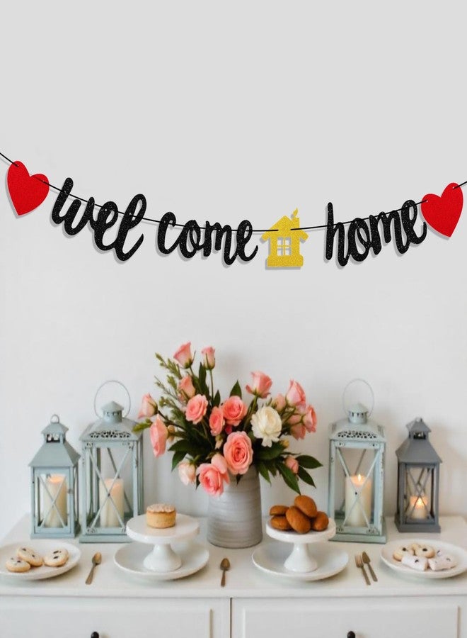 براساكو لافتة ترحيب بالمنزل، زينة ترحيب بالمنزل، لافتة سوداء لامعة لحفلات الانتقال إلى منزل جديد، زينة حفلات العودة إلى الوطن - Image 4