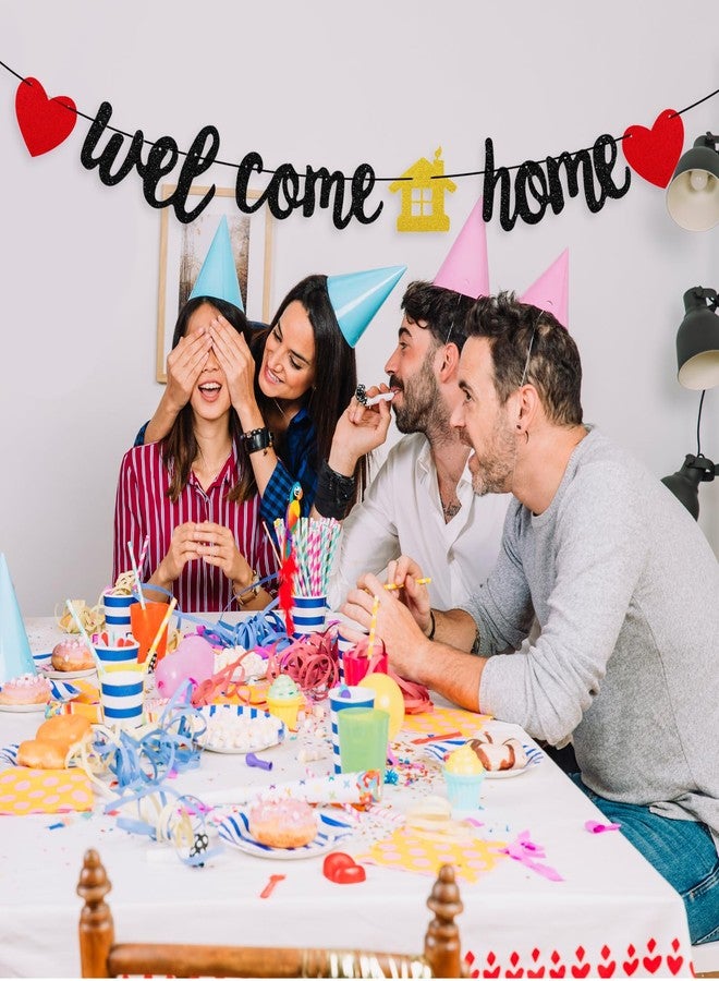 براساكو لافتة ترحيب بالمنزل، زينة ترحيب بالمنزل، لافتة سوداء لامعة لحفلات الانتقال إلى منزل جديد، زينة حفلات العودة إلى الوطن - Image 5