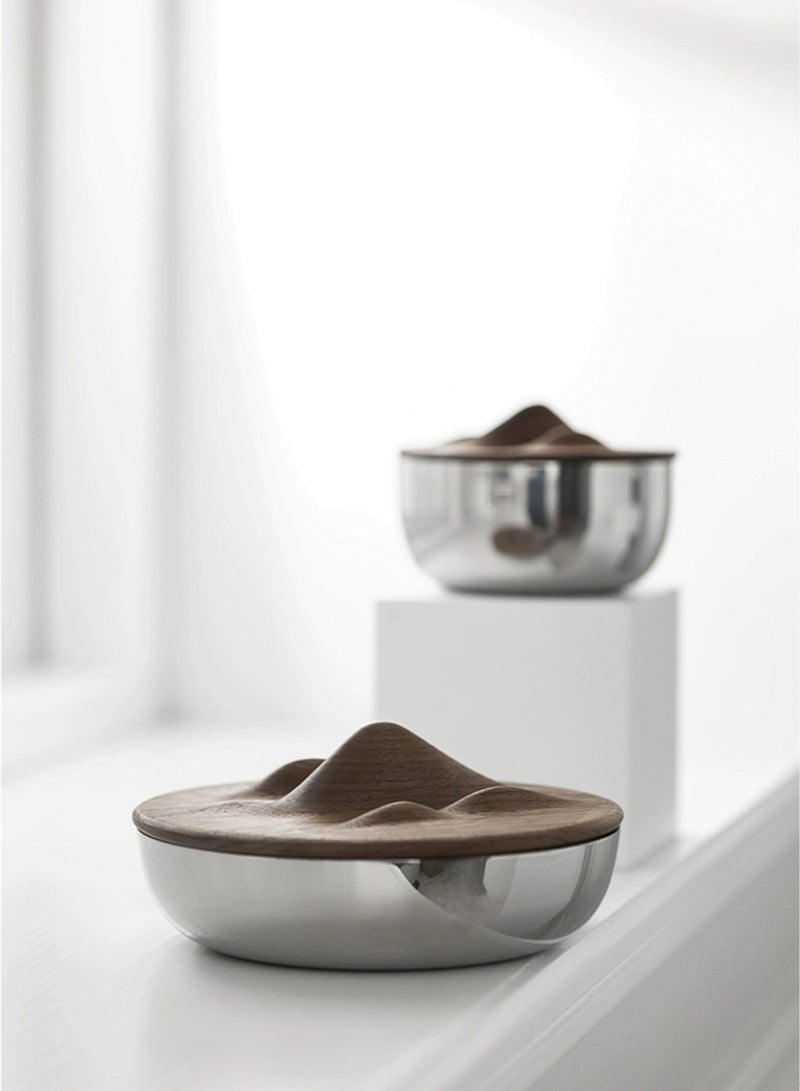 Maison Adeo Talia Wave Bowl | Decorative Lidded Bowl in Walnut & Stainless Steel - Large | Modern Home Decor Accents | Minimalist Tabletop Decor - Image 5