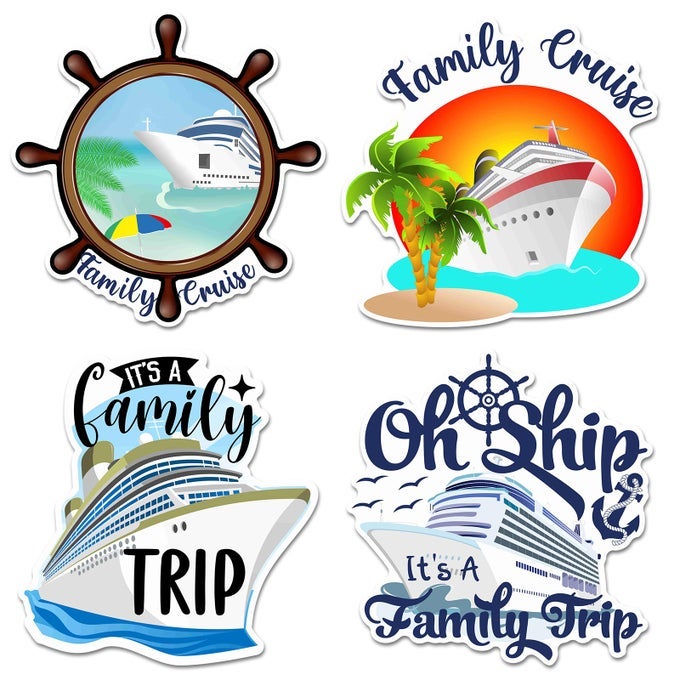 4 PCS FAMILY CRUISE DOOR DECORATIONS MAGNETIC LARGE CRUISE SHIP DOOR MAGNETS FUNNY WATERPROOF NAUTICAL MAGNETS FOR CARNIVAL CABIN STATEROOM FRIDGE CAR