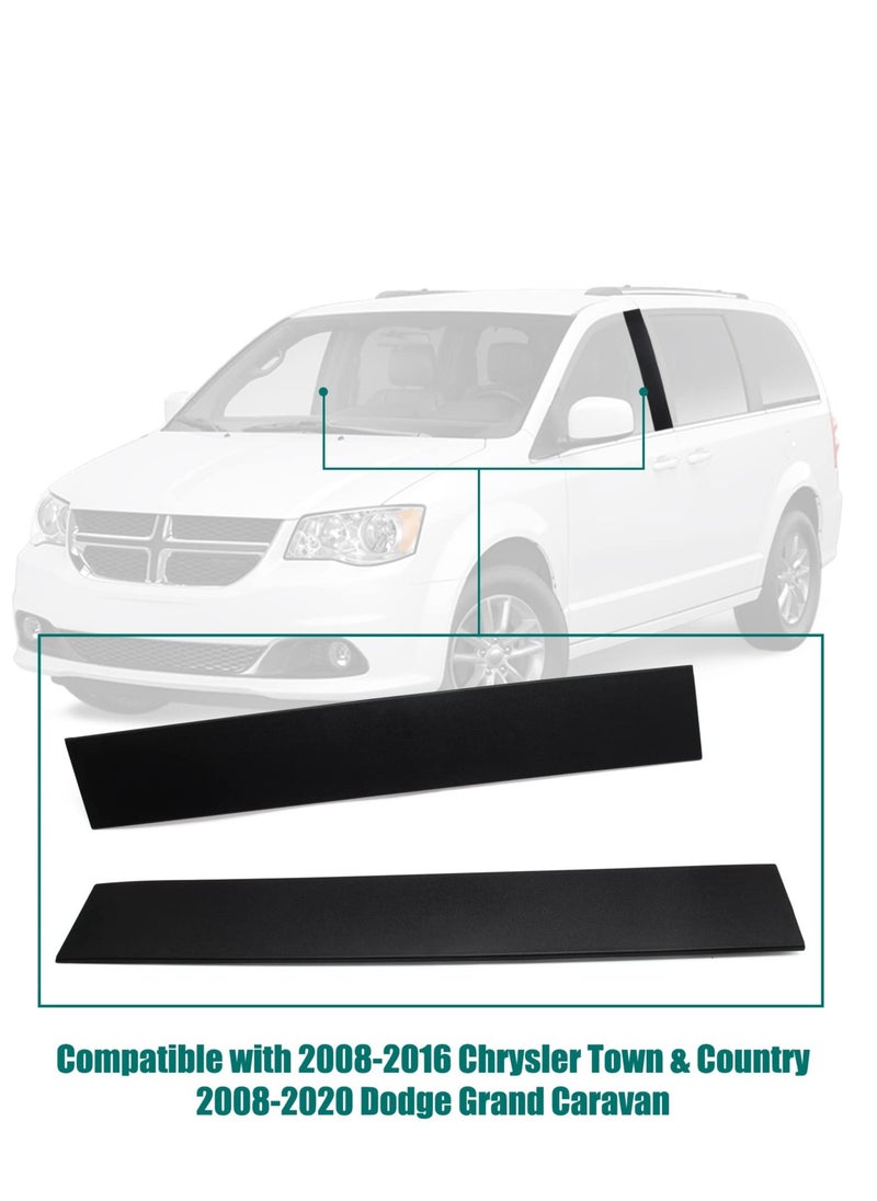 Excefore Car B Pillar Front Door Applique, B Pillar Trim Door Molding, for Front Passenger & Driver Side Windshield Outer Replacement, for Dodge Grand Caravan 2008-2020, Chrysler Town & Country 2008-2016  - Image 2