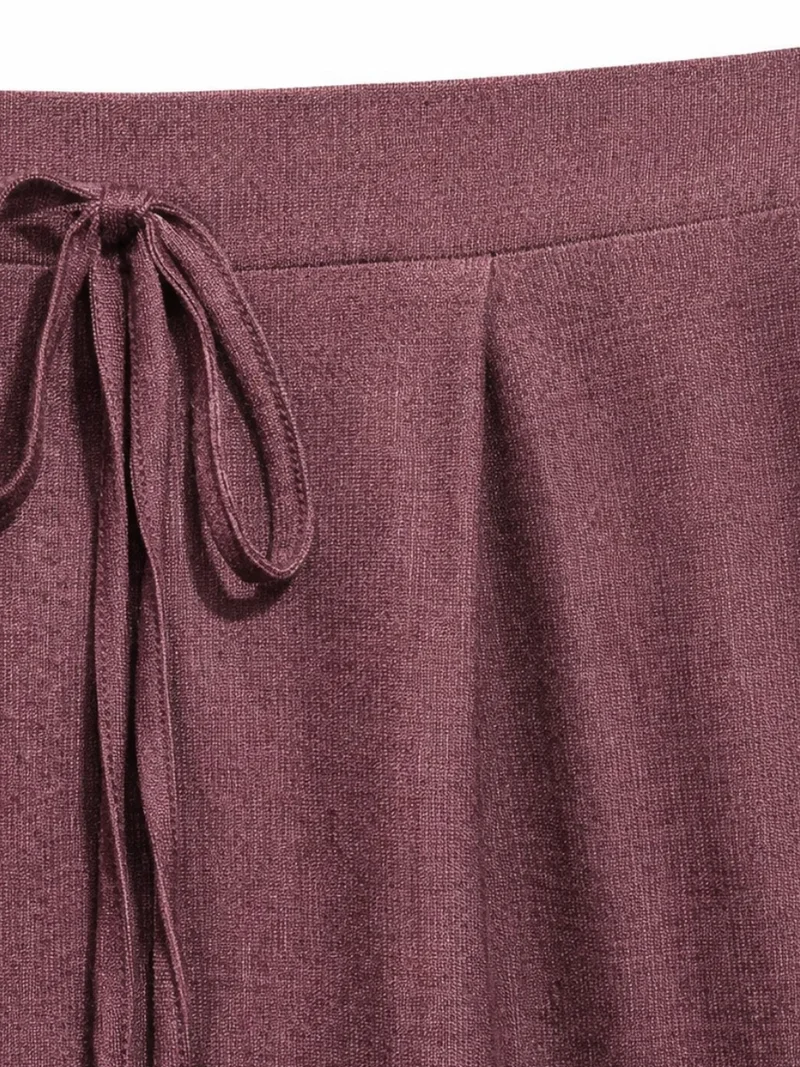ميكسراي MIXRAY High Waist Wide Leg Palazzo Pants with Tie Detail