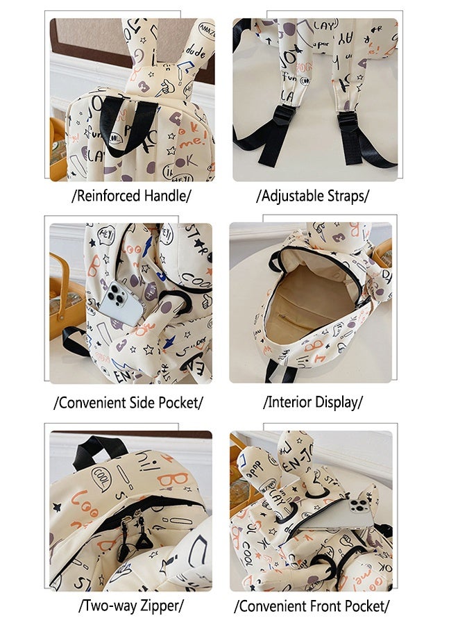 حقيبة ظهر كرتون أرنب بطباعة كرتون ثلاثية الأبعاد، حقيبة قماش لطيفة على شكل أرنب خفيفة الوزن بسعة كبيرة، حقيبة مدرسية كرتونية - Image 5