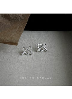 Unique 3D 14K Gold-Plated Heart Stud Earrings 4540 silver needle silver alkaline water knot earrings