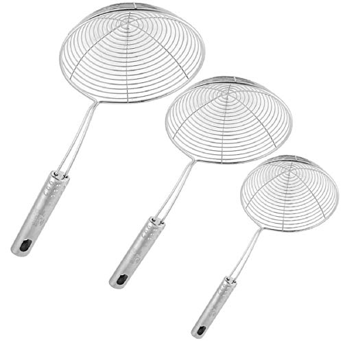Konquer TimeS Deep Fry Mesh Jhara/Puri Strainer - Set of 3 Pcs (Silver), 15L x 15W x 10H cm - Image 1