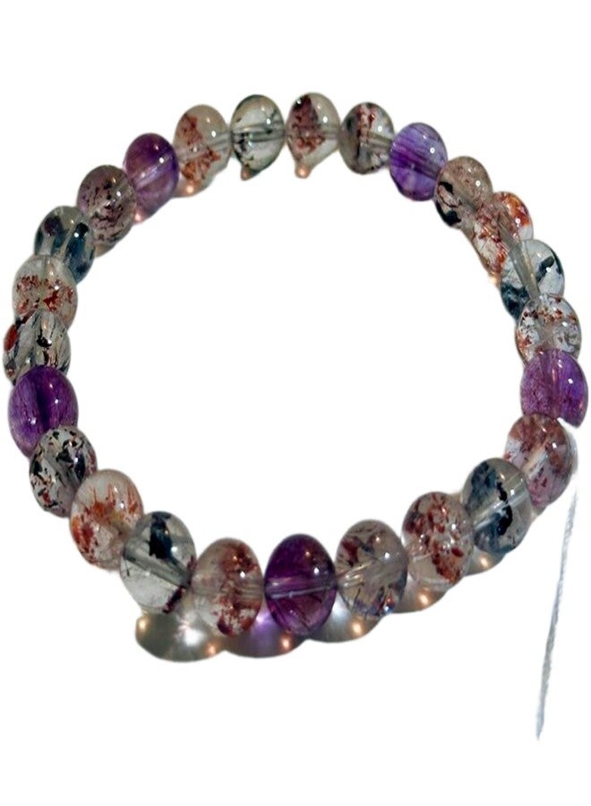LKBEADS حجر كوارتز طبيعي فائق الجودة من LKBEADS، 8 مم | شكل دائري، حجر مصقول | 7 بوصة | حجر متعدد الألوان | سوار مطاطي للطاقة | سوار معصم علاجي | مجوهرات يدوية الصنع | LK_SBV_00296_8 - Image 1