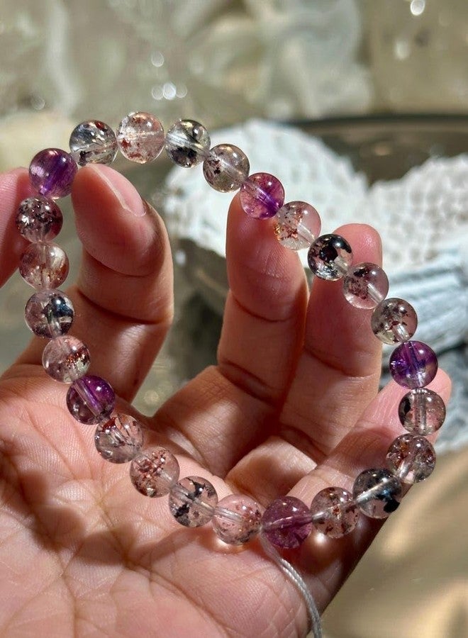 LKBEADS حجر كوارتز طبيعي فائق الجودة من LKBEADS، 8 مم | شكل دائري، حجر مصقول | 7 بوصة | حجر متعدد الألوان | سوار مطاطي للطاقة | سوار معصم علاجي | مجوهرات يدوية الصنع | LK_SBV_00296_8 - Image 4