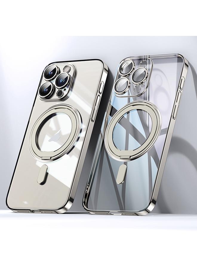 Zaboon Case For iPhone 13 Pro Max Plating PC 360 Ring Holder Magsafe Phone Case - Image 1