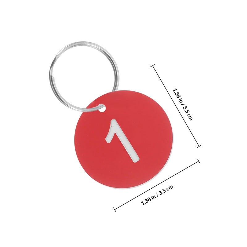 100 Pcs Red Circular Plastic Number Keychain Tags 1 100 With Metal Rings For Office School Inventory Organization - Image 3