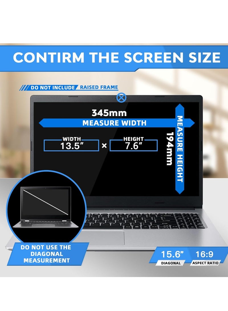 15.6 Inch Laptop Privacy Screen Filter Compatible with HP/Dell/Acer/Asus/Samsung/Lenovo/Toshiba, for 16:9 Widescreen laptop privacy screen 15.6 inch and Anti-Glare Protector - Image 2