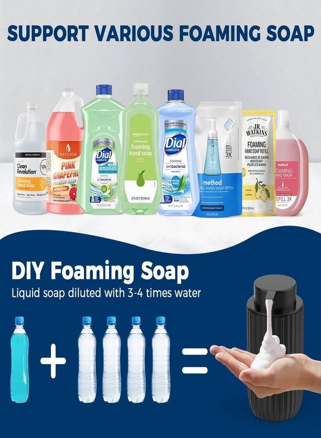 POSOSTO Ceramic Foam Soap Dispenser - 12 oz Bathroom Lotion Hand Pump Dispenser Foaming Hand Soap Dispenser Dish Liquid Dispenser for Kitchen Hand Wash Dispenser (Black) - Image 5