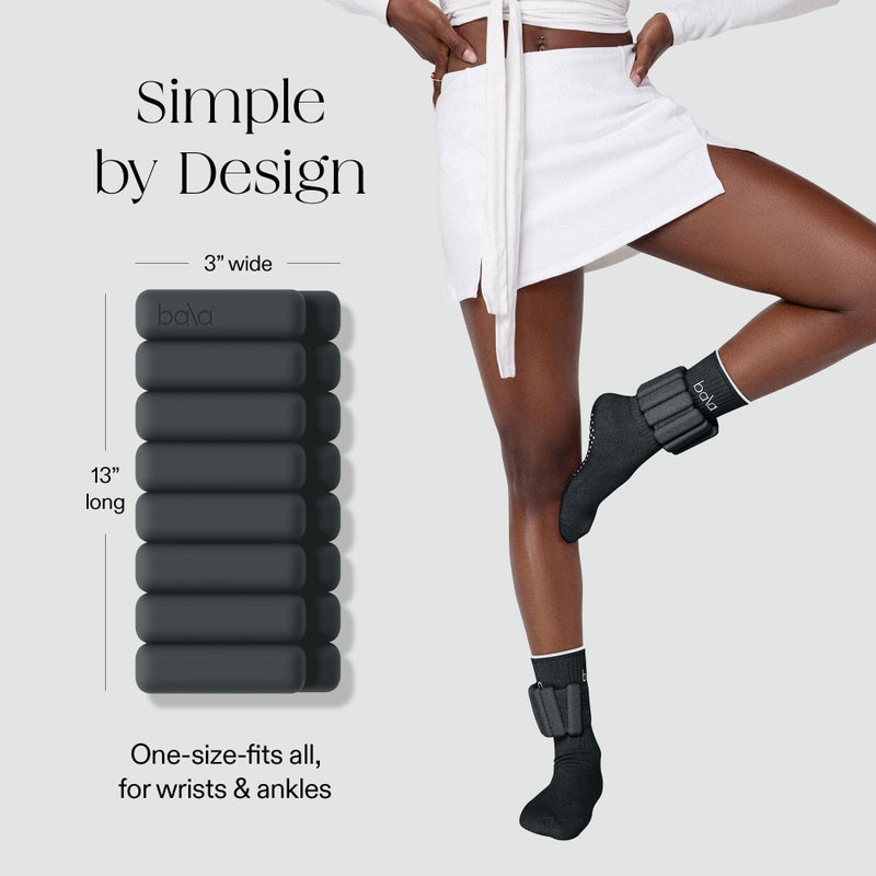 Bala Bangles Wrist & Ankle Weights for Women & Men - 1 lb Adjustable Weighted Bands - Soft Silicone Arm & Leg Weights for Pilates, Yoga, Walking, Barre, Home Workout & Strength Training Exercise - Image 4