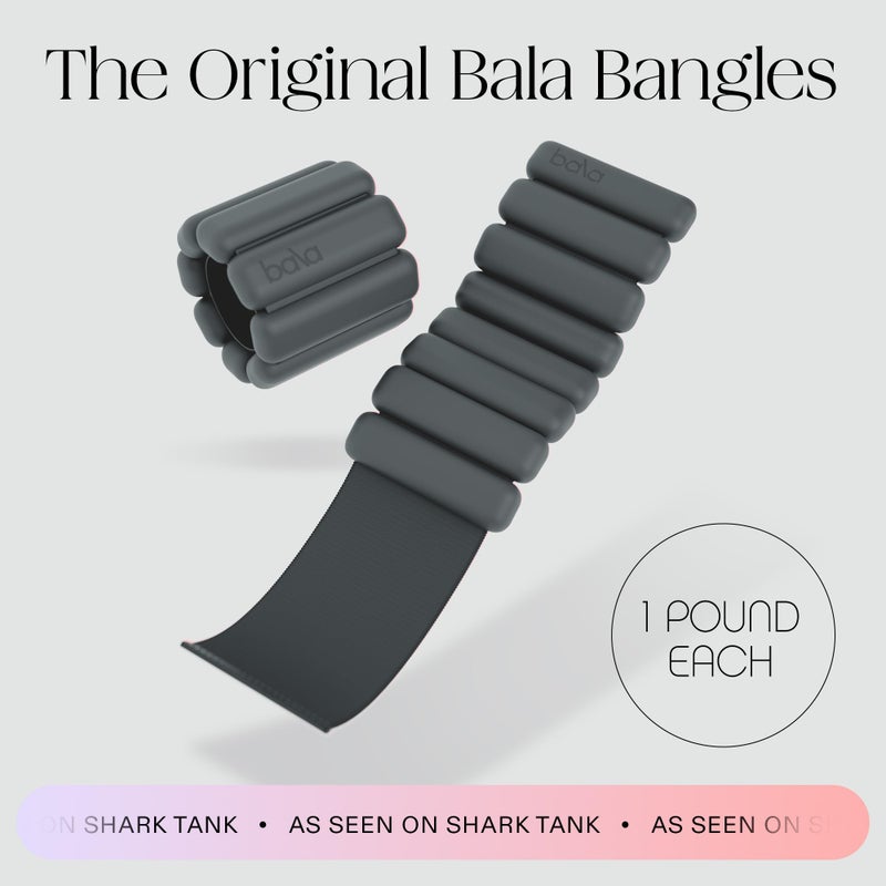 Bala Bangles Wrist & Ankle Weights for Women & Men - 1 lb Adjustable Weighted Bands - Soft Silicone Arm & Leg Weights for Pilates, Yoga, Walking, Barre, Home Workout & Strength Training Exercise - Image 2