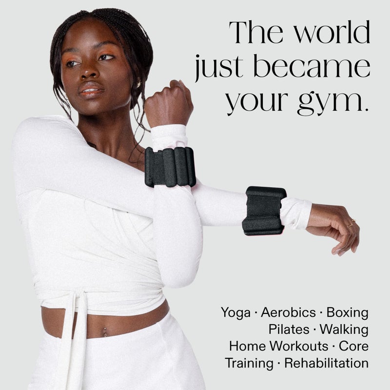 Bala Bangles Wrist & Ankle Weights for Women & Men - 1 lb Adjustable Weighted Bands - Soft Silicone Arm & Leg Weights for Pilates, Yoga, Walking, Barre, Home Workout & Strength Training Exercise - Image 3