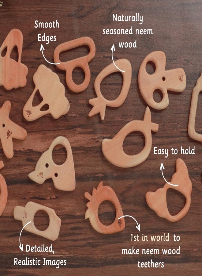 Ariro Wooden Teethers Shaped As Pacifier And Milk Bottle For Baby Boy & Girl|Hand Crafted With Organic Neem Wood That Helps Boost Immunity & Aids In Digestion|Easy To Grasp & Chew,Infant - Image 4