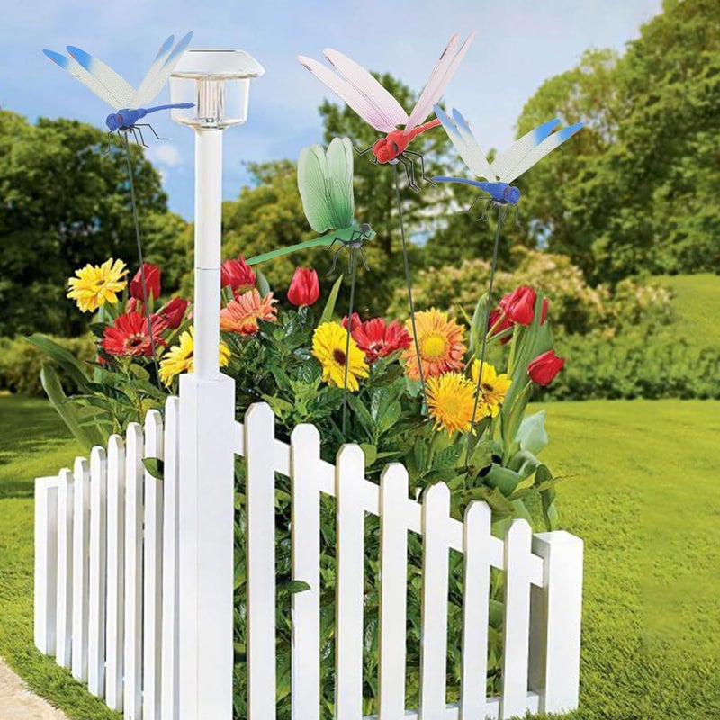 Defemim 6 Pack Dragonfly Clip,3D Dragonfly Garden Stakes Decor,Fly Deterrent,Dragonfly Humming Bird Stakes,Deer and Horse,Bird and Fly Scare Devices for Indoor Outdoor Garden - Image 2