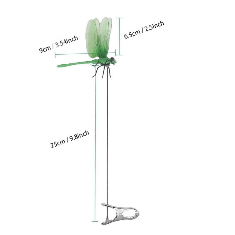 Defemim 6 Pack Dragonfly Clip,3D Dragonfly Garden Stakes Decor,Fly Deterrent,Dragonfly Humming Bird Stakes,Deer and Horse,Bird and Fly Scare Devices for Indoor Outdoor Garden - Image 3