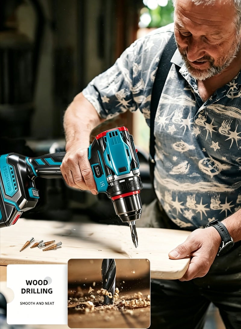 AETHER 48V Brushless Cordless Drill Set, 3/8-Inch Electric Screwdriver With 4000mAh Battery, 25+2 Dual Speed Clutch Power Drill Driver, LED Work Light For Home Improvement & Construction - Image 4