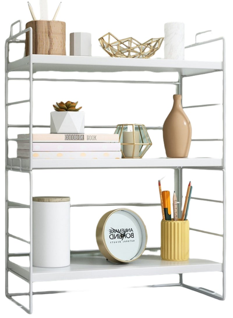 Jorunb Desk Shelf Organizer, 3 Tier Desktop Shelves, Adjustable Bookshelf Storage Rack and Office Cubicle Decor for Tabletop, School, Office, Dorm Organization (3-Tier White)  - Image 1
