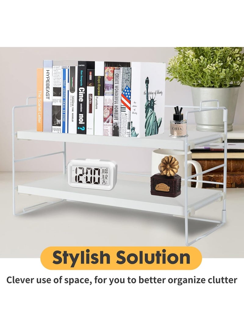 Jorunb Desk Shelf Organizer, 3 Tier Desktop Shelves, Adjustable Bookshelf Storage Rack and Office Cubicle Decor for Tabletop, School, Office, Dorm Organization (3-Tier White)  - Image 5