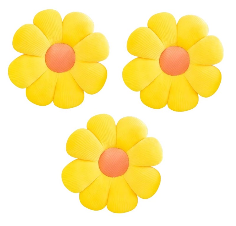 AVS Flower Pillow Sunflower Shaped Throw Pillow Sofa Cushions Set of 3 Sofa Pillow Back Cushion Cushions for Sofa Cushion Pillow for Car Sofa Pillow Cushions for Bed 35 Cm Yellow - Image 1