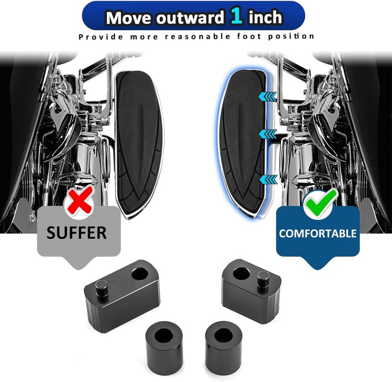 Wsays Driver Floorboard Extension Spacers for Harley - Image 2
