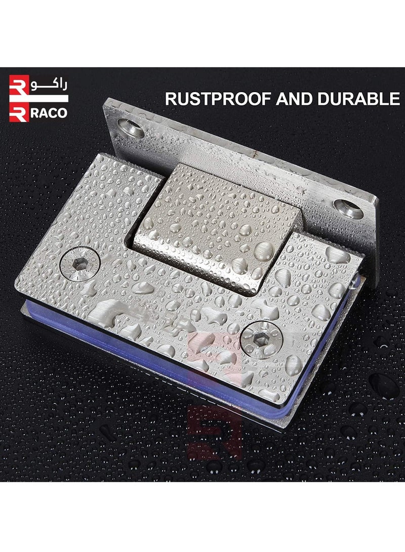 RACO RACO Stainless Steel Heavy Duty 90 Degree Frameless Glass Door Cupboard Showcase Cabinet Clamp Glass Shower Doors Hinge Wall-to-Glass, Polished Chrome PACK OF 2. - Image 3