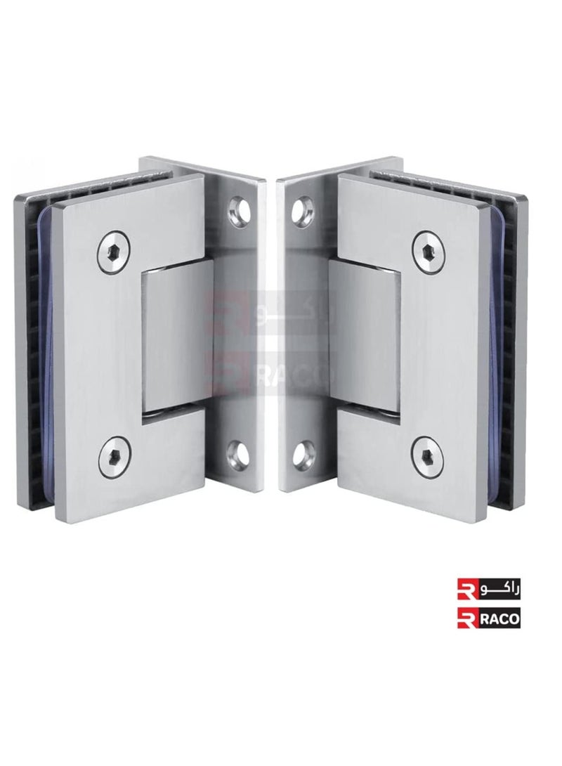 RACO RACO Stainless Steel Heavy Duty 90 Degree Frameless Glass Door Cupboard Showcase Cabinet Clamp Glass Shower Doors Hinge Wall-to-Glass, Polished Chrome PACK OF 2. - Image 4