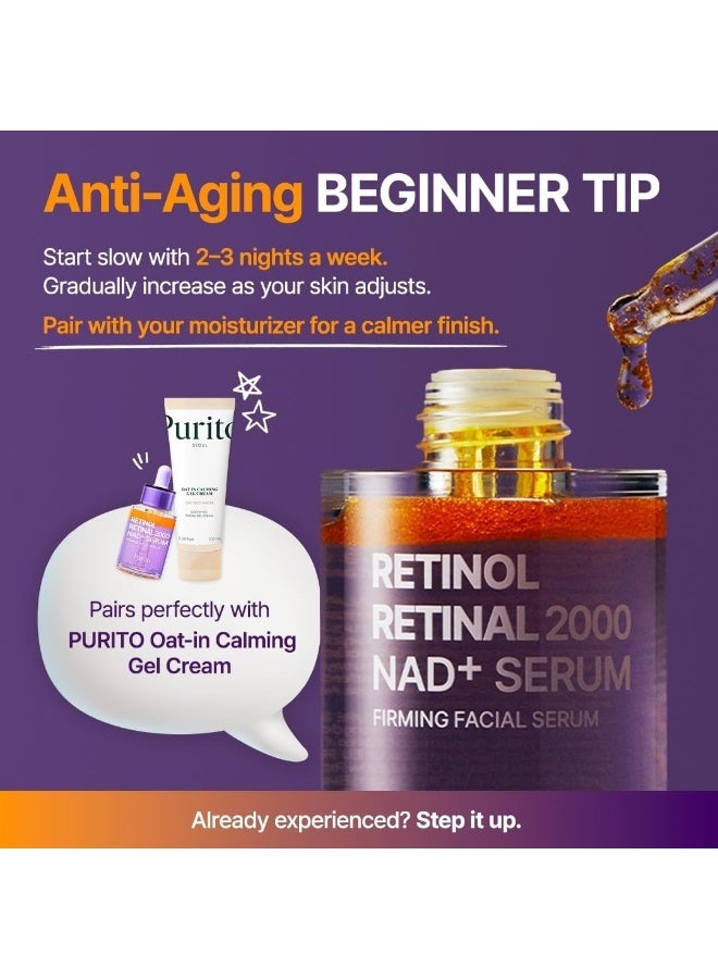 PURITO Retinol + Retinal Serum with NAD, Shake-Activated PM Firming Booster Night Serum, 2000ppm Dual Retinoids, Helps Improve Fine Lines, Wrinkles, Firmness & Uneven Skin, 30 ml, 1.01 fl.oz - Image 2