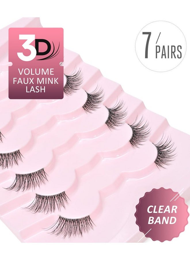 Onlyall - Half Eyelashes Corner Lashes Natural Lashes Half Lashes Wispy End Lashes Corner Eyelashes 3/4 Lashes Clear Band Lashes 7 Pairs C02 (6Mm14Mm) - Image 1