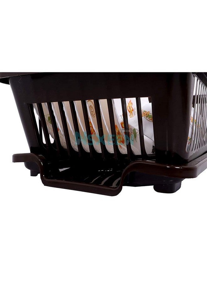BIRDWING Brown 3 in 1 Large Durable Plastic Kitchen Sink Dish Rack Drainer Drying Rack Washing Basket with Tray for Kitchen, Dish Rack Organizers, Utensils Tools Cutlery, Brown - Image 2