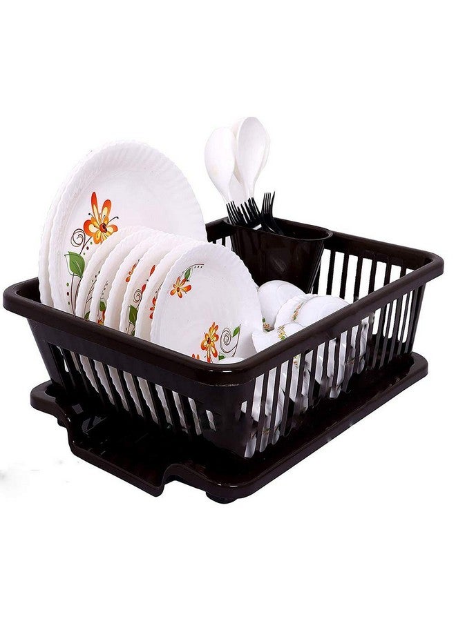BIRDWING Brown 3 in 1 Large Durable Plastic Kitchen Sink Dish Rack Drainer Drying Rack Washing Basket with Tray for Kitchen, Dish Rack Organizers, Utensils Tools Cutlery, Brown - Image 4