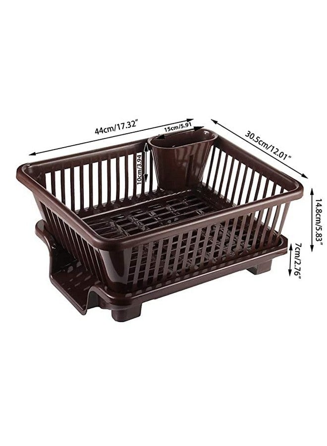 BIRDWING Brown 3 in 1 Large Durable Plastic Kitchen Sink Dish Rack Drainer Drying Rack Washing Basket with Tray for Kitchen, Dish Rack Organizers, Utensils Tools Cutlery, Brown - Image 3