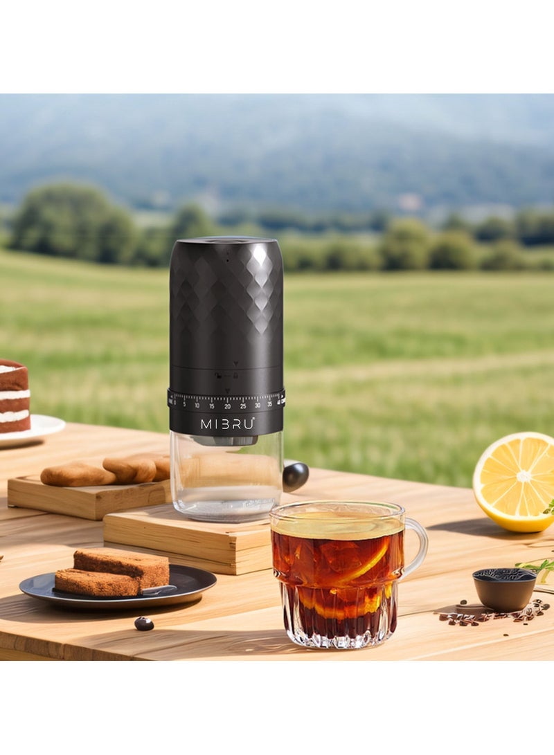 MIBRU Electric Coffee Grinder Portable USB Rechargeable One Button Control Adjustable Thickness Uniform Grinding Strong Power Espresso Coffee Bean Grinder for Home Travel Daily Use Black - Image 5