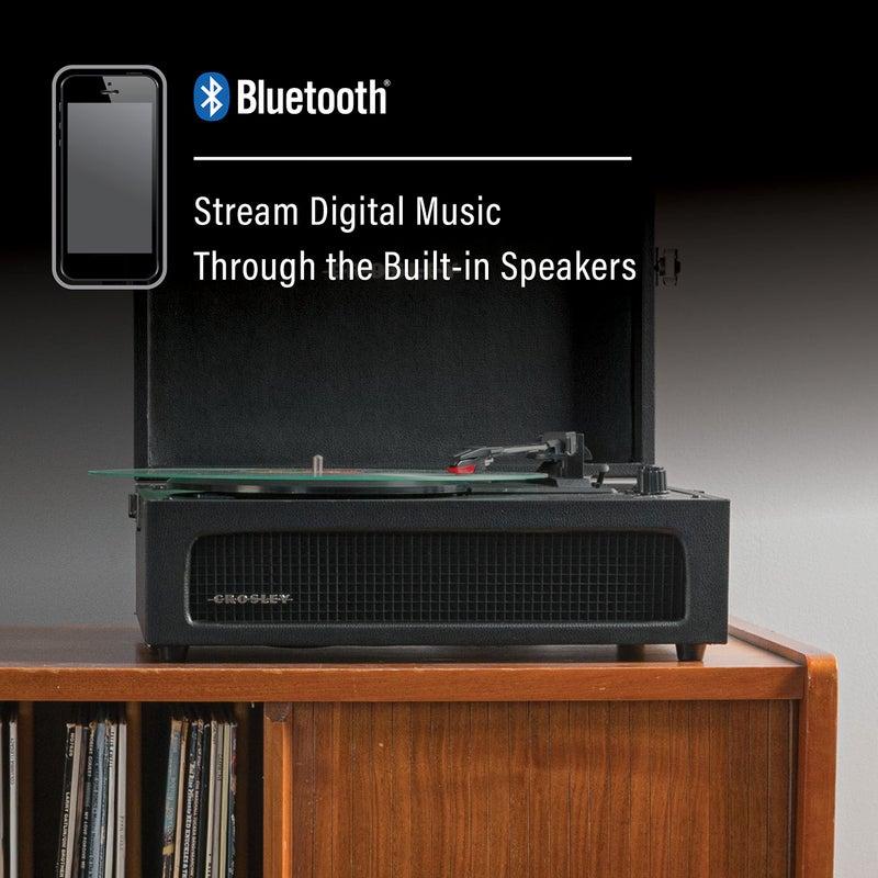 Crosley كروسلي CR8017B-BK فوياجر فينتاج مشغل اسطوانات فينيل محمول مع بلوتوث داخلي/خارجي ومكبرات صوت مدمجة، أسود - Image 5