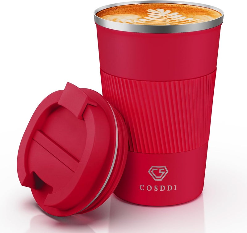 CS COSDDI 12 oz Stainless Steel Vacuum Insulated Tumbler - Coffee Travel Mug Spill Proof with Lid - coffee Cup for Keep Hot/Ice Coffee,Tea and Beer (Red) - Image 1
