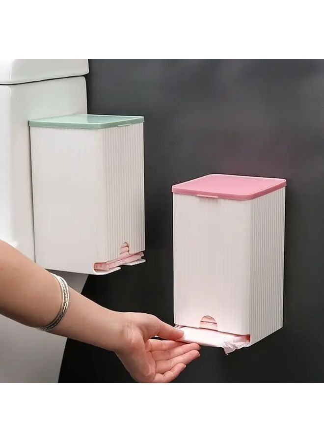 Light Green Wall Mounted Bathroom Organizer Sanitary Pad Storage Box Tissue Holder - Image 3