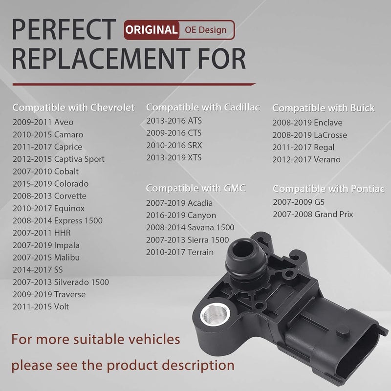 OTUAYAUTO 55573248 Map Manifold Absolute Pressure Sensor for Chevy and GMC Vehicles - Image 3