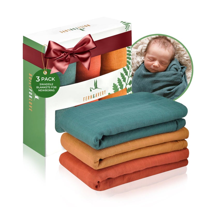 Fern & Avery Organic Receiving Blankets for Boys & Girls - Lightweight Breathable Organic Cotton - Gender Neutral Swaddle Blankets -Forest Theme - Image 1